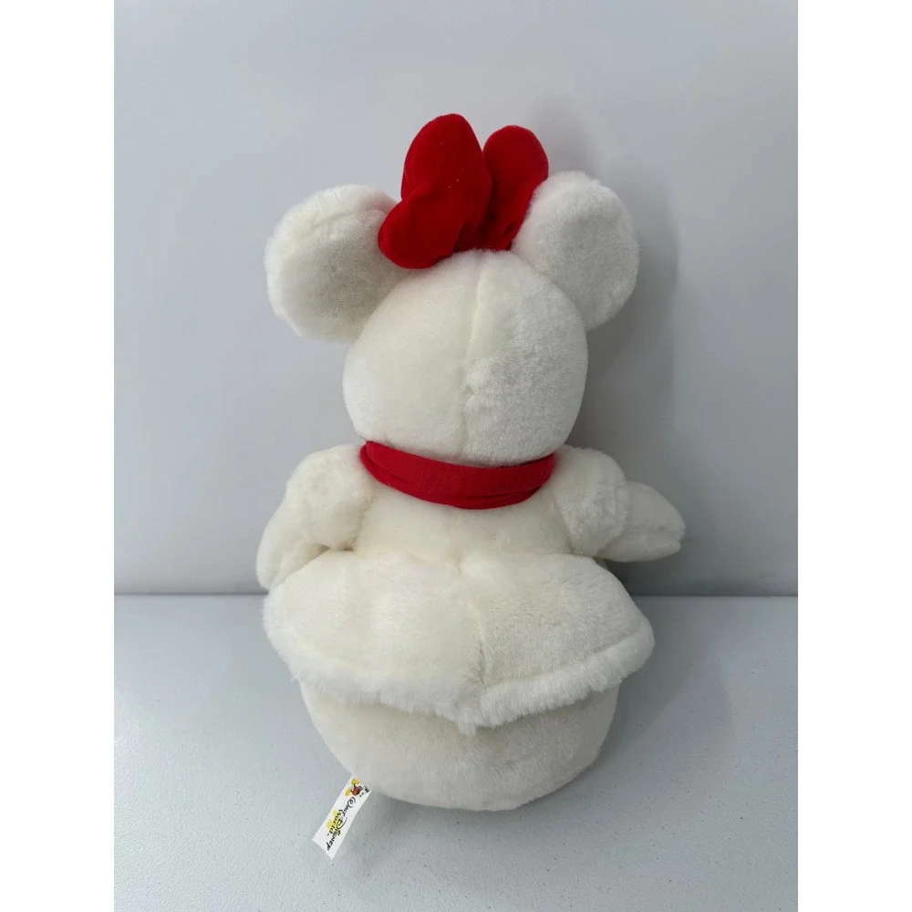 Disney Minnie Mouse Snowman Plush Holiday White Red Scarf Bow 15